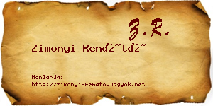 Zimonyi Renátó névjegykártya
